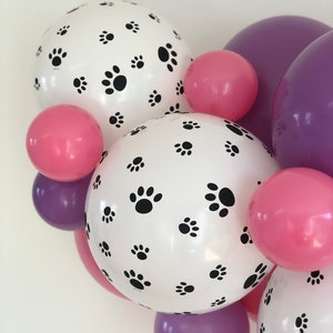 Paw Balloon Garland Kit 1m/3.5ft or 2m/7ft Skye Dog Party Paw Patrol Party Decor Cat Party Purple Pink image 7