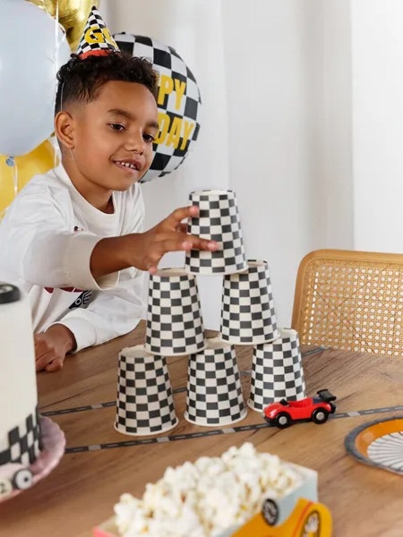 6 Racing Party Hats, Racing Car Party Hats, Racing Car Themed Party, Kids Party, First Birthday, Kids Birthday, Kids Party Decorations image 8