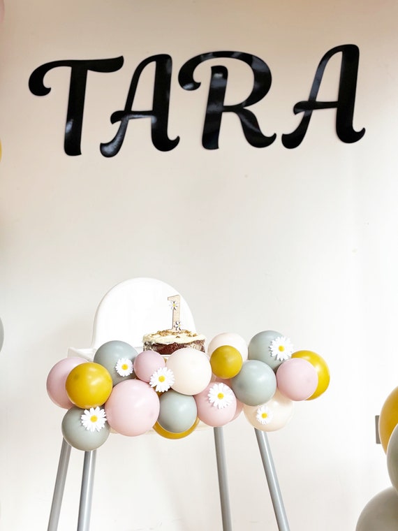 DazzJoy Verjaardagsdecoratie voor meisjes, met madeliefjes, folieballon, decoratie voor de 1e verjaardag, meisjes en jongens, roze Happy Birthday- ballon, 1e verjaardag, meisjes, voor kinderverjaardag