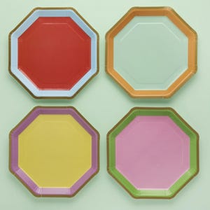 8 piatti di carta Premium Brights, alta qualità, piatti color pastello, piatti di carta colorati, piatti di carta luminosi, piatti di carta pastello