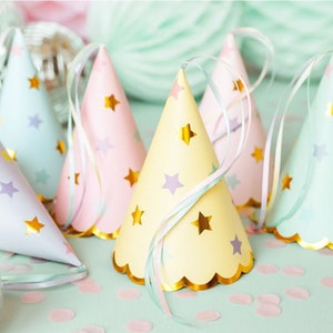 6 Stunning Pastel Party Hats, 6 Pastel Party Hats, Pastel Party Decorations, 6 Pastel Coloured Party Hats, Rainbow Party, 6 Birthday Hats