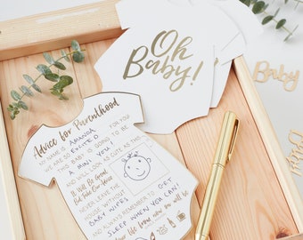 Goudfolie babyshower advieskaarten, babyshower advieskaarten gast, advieskaarten ouderschap, babyshower, babyshower advies, hallo baby