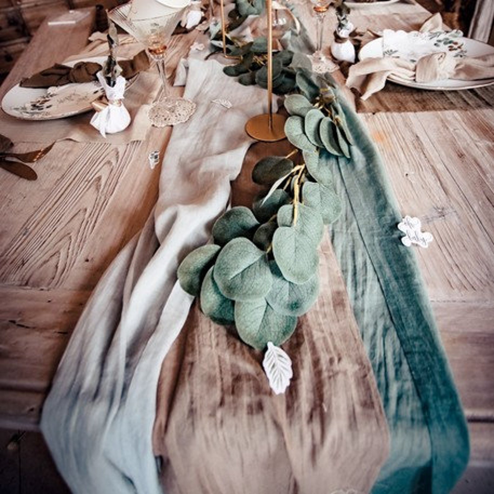 Beautiful Eucalyptus Green Table Runner 28cm/48cm Width Etsy UK