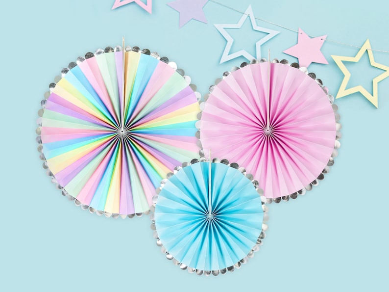 Party Supplies Home Furniture Diy 3 Silver Paper Fan