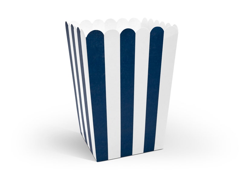 Blue Popcorn Boxes Striped Popcorn Boxes Blue Striped Etsy