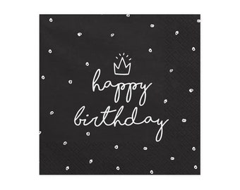 Black Happy Birthday Napkins, Black Birthday Napkins, Adults Napkins, Napkins 18th birthday, His Birthday Napkins, Paper Napkins Birthday