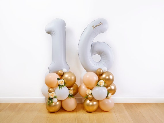 DIY Large 55 Pretty Peach and White Birthday Balloon 