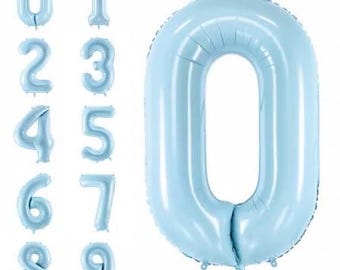 Giant Matte Pastel Blue Number Balloon, Personalisable with the wording of your choice, Any number