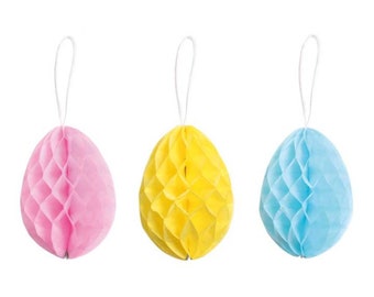 3 Small Honeycomb Easter Eggs, Easter Egg Honeycombs, Paper Decorative Honeycomb Eggs, Honeycomb Eggs, DIY Easter, Eggs, Hanging Decoration