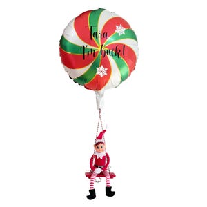 Elf Arrival Balloon and Swing Set, Personalised Elf Arrival Set, Hot Air Balloon Elf Arrival Set, Elf Arrival Ideas, I&#39;m back