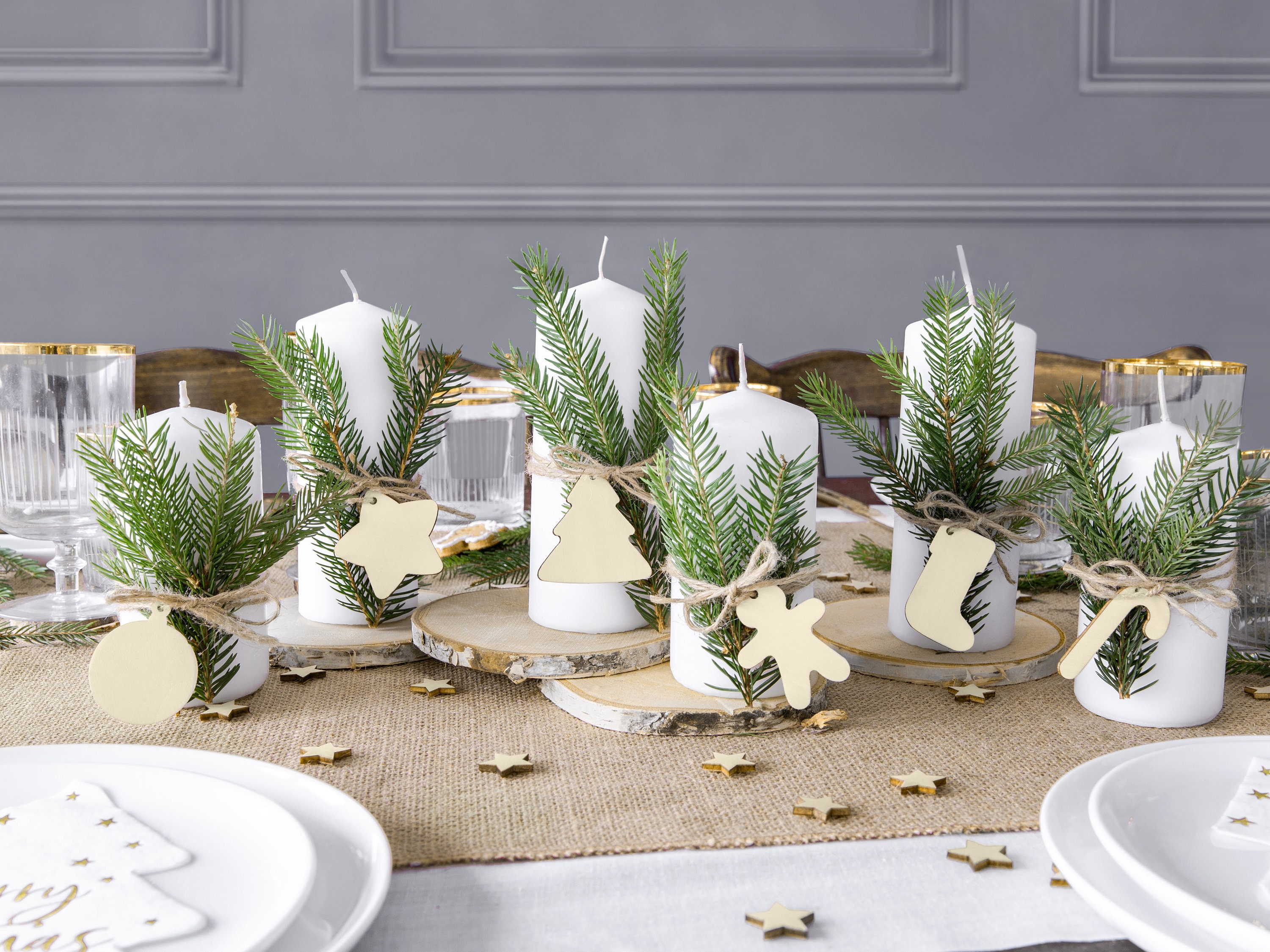 12 Wooden Gift Tags Christmas Gift Tags Christmas Themed - Etsy UK