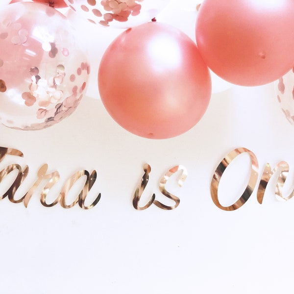 Personalised 1st Birthday Banner, Bronze/Rose Gold, Customised 'is One' Banner, DIY, Baby First Birthday Banner,