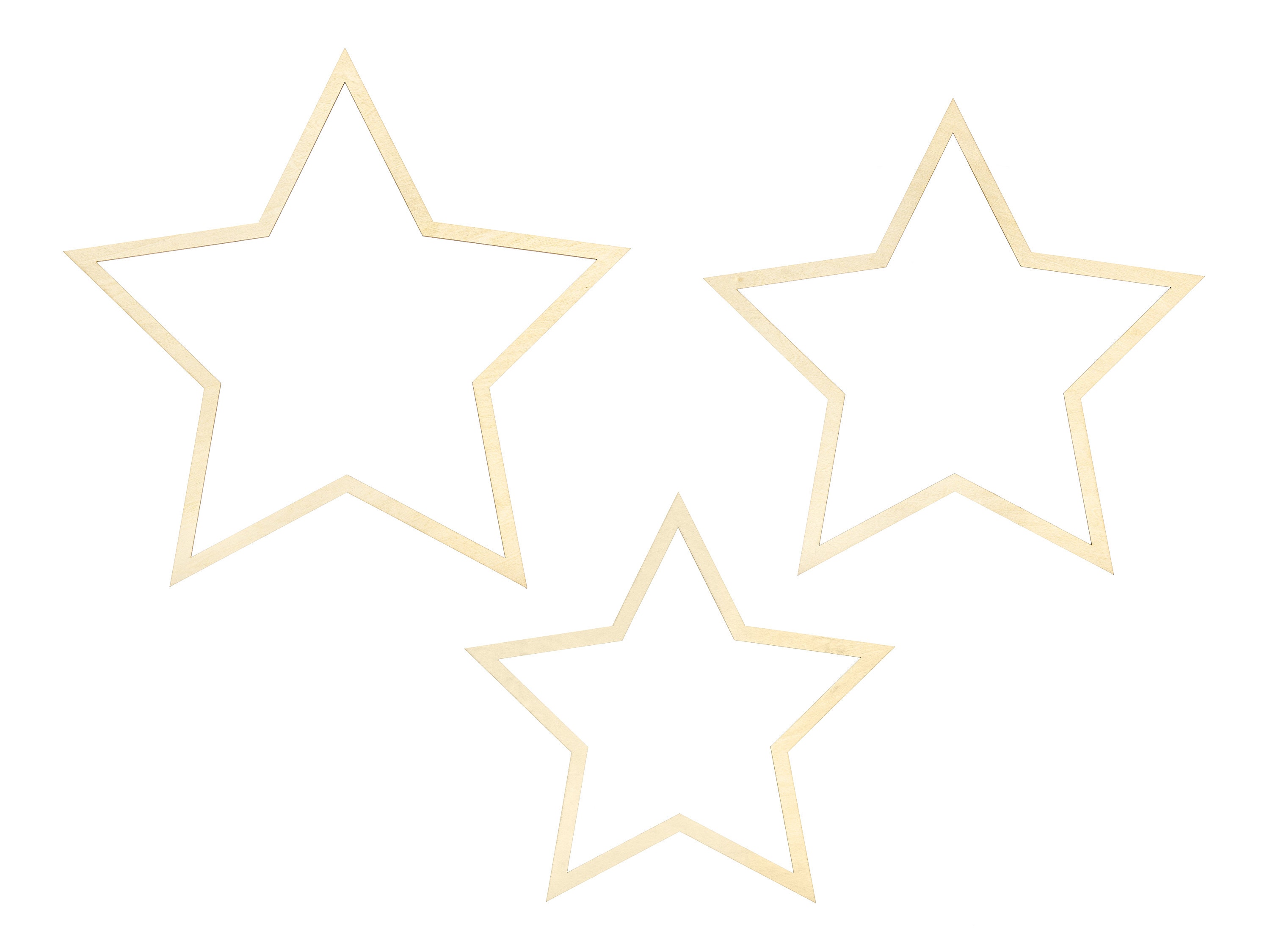 Wooden Stars - Set of Three