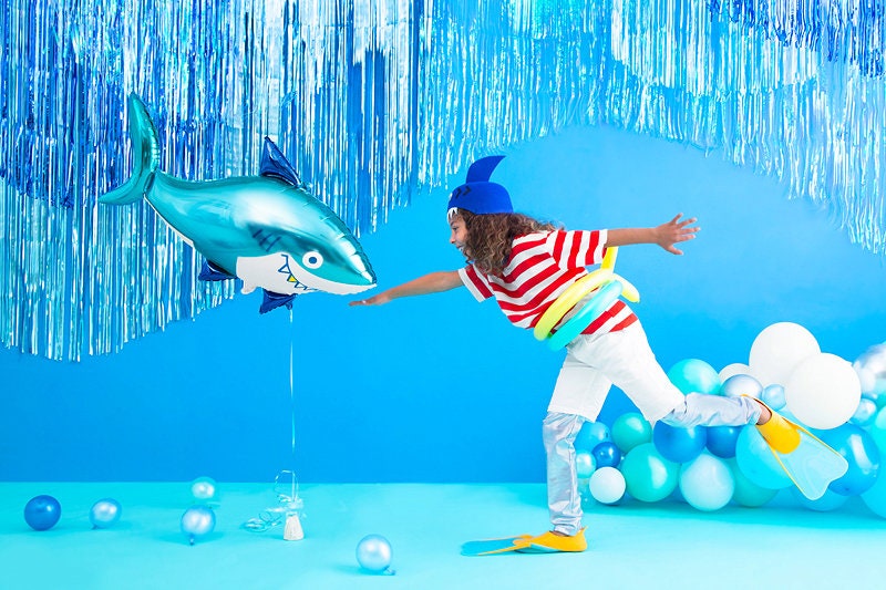 4 Tende Metalliche Blu Scuro Con Frangia - Decorazioni Per Feste E Sfondi Fotografici - Foto 8