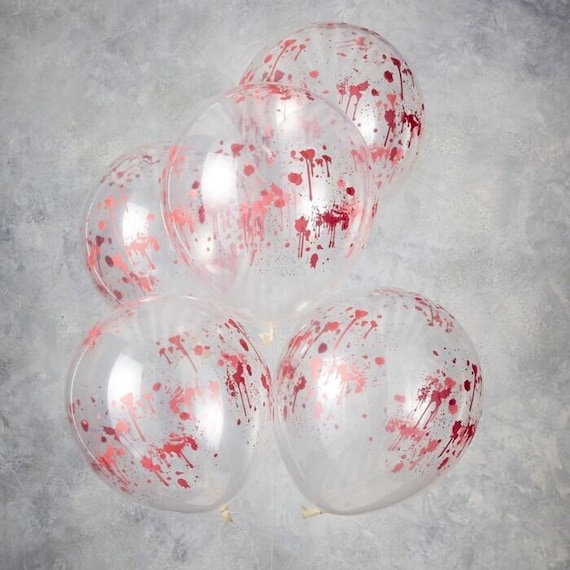Scary Blood Print Halloween Balloons, Pack of 5, Bloody Halloween Balloons, Gory Halloween Balloons, Halloween Decorations, Blood Decor