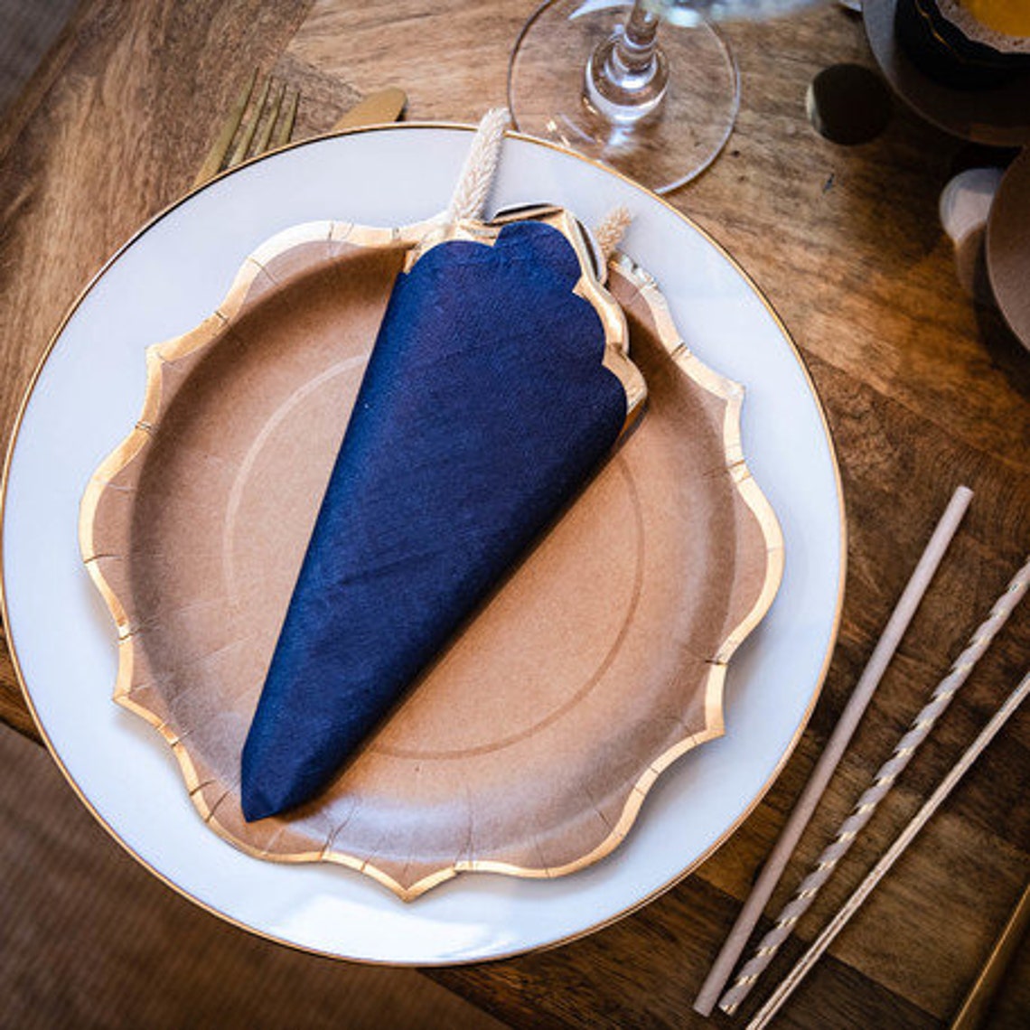 Stunning Navy and Gold Paper Napkins Navy Paper Napkins Etsy
