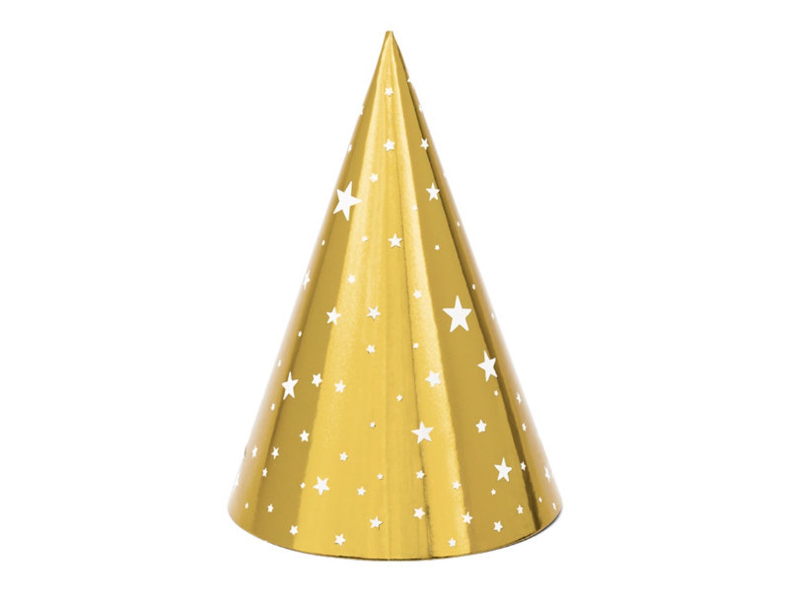 Metallic Gold Party Hats with Stars Gold Star Print Party Etsy