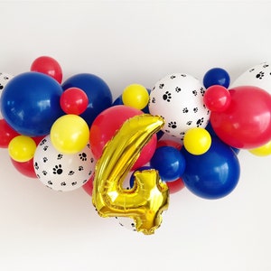 Paw Balloon Garland Kit, White Paw Balloons, Red, Blue, Yellow, Paw Party Decorations, Dog Party Decorations, Paw Party Decorations