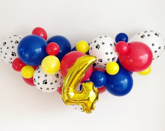 Paw Balloon Garland Kit, White Paw Balloons, Red, Blue, Yellow, Paw Party Decorations, Dog Party Decorations, Paw Party Decorations