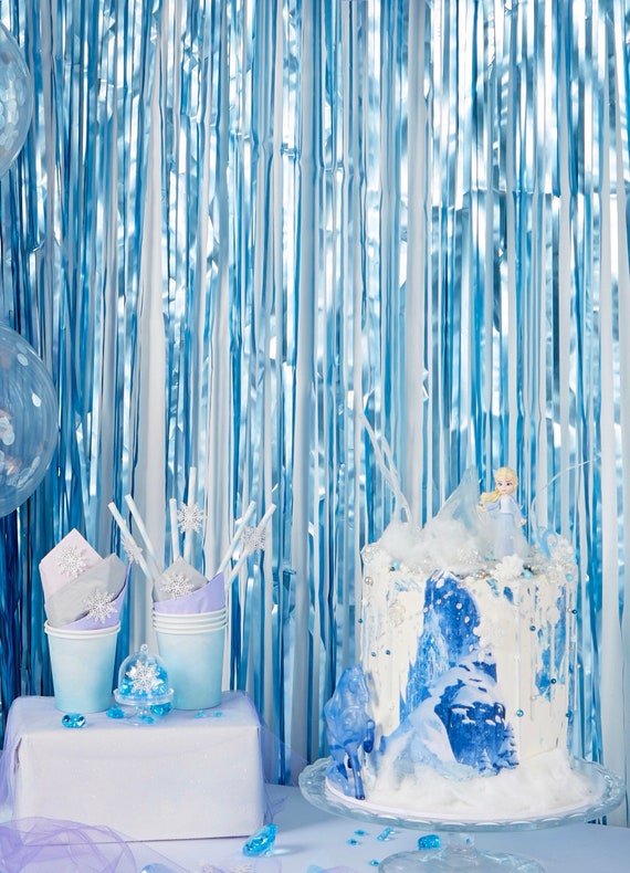 Frozen Metallic Blue Party Curtain 2.5m/8ft Length Etsy UK