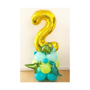 DIY Large 55&quot; Dinosaur Birthday Balloon Sculpture, Cute Dino Balloon , DIY Kit, No helium required, dino birthday, Number Balloon