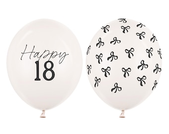 Happy 18th Birthday Balloons, Off-white, 18th Bow Balloons, Her 18th Birthday, Black Bow 18th, Bow Latex Balloons, Happy 18th, Coquette