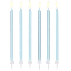 Pale Blue Birthday Candles, 14cm/5.5in, Blue Candles, Blue Cake Decorations, First Birthday Cake Candles, Blue Party Decor