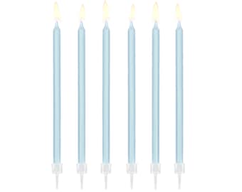 Pale Blue Birthday Candles, 14cm/5.5in, Blue Candles, Blue Cake Decorations, First Birthday Cake Candles, Blue Party Decor