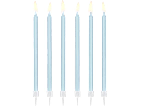 Candele di compleanno blu pallido, 14 cm/5,5 pollici, Candele Blu,  Decorazioni per torte blu, Candele per torta del primo compleanno,  Decorazioni per feste blu -  Italia