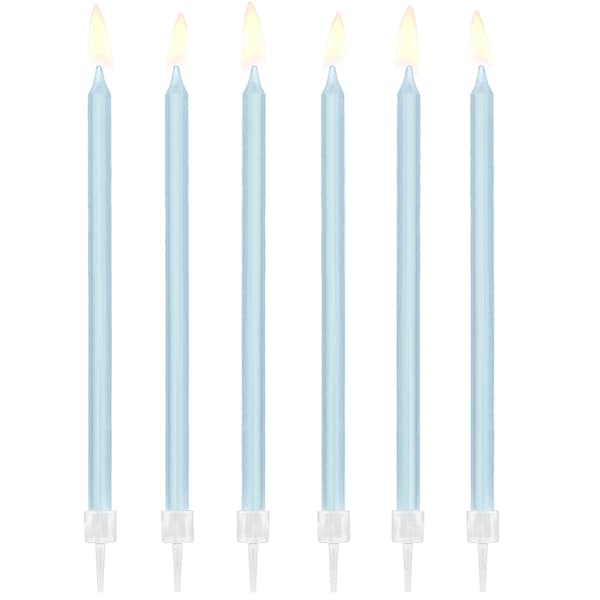 Pale Blue Birthday Candles, 14cm/5.5in, Blue Candles, Blue Cake Decorations, First Birthday Cake Candles, Blue Party Decor