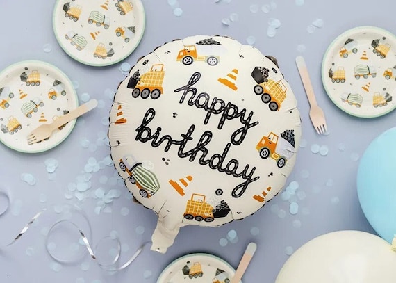 Construction Happy Birthday Balloon, Construction Themed Balloon, Boy Happy Birthday Foil Balloon, Construction Themed Birthday Decorations