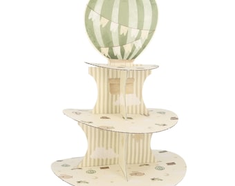 Heißluftballon Ständer, 44 cm, 3-stöckig, Heißluftballon Dekorationen, Leckerli Ständer, Heißluftballon Dekorationen, Baby Shower Tortenständer