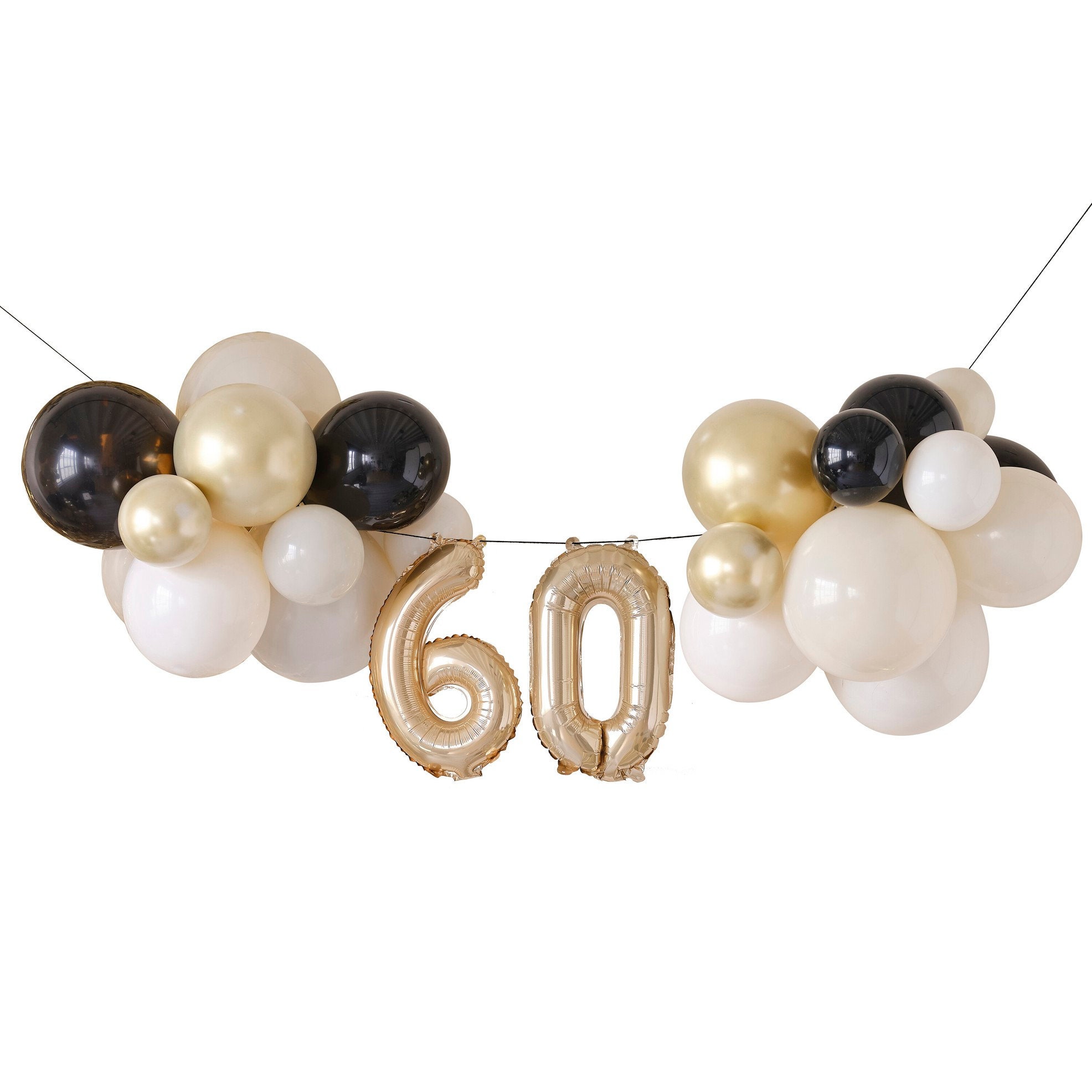 Champagne Gold 60th Birthday Balloon Bunting, 60th Birthday Party ...