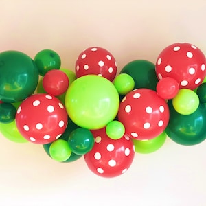 High Quality DIY Red and Green Balloon Garland Kit, Red and Green Balloon Arch, Caterpillar balloons, Red Polka Dot Balloon Arch, Bugs Theme