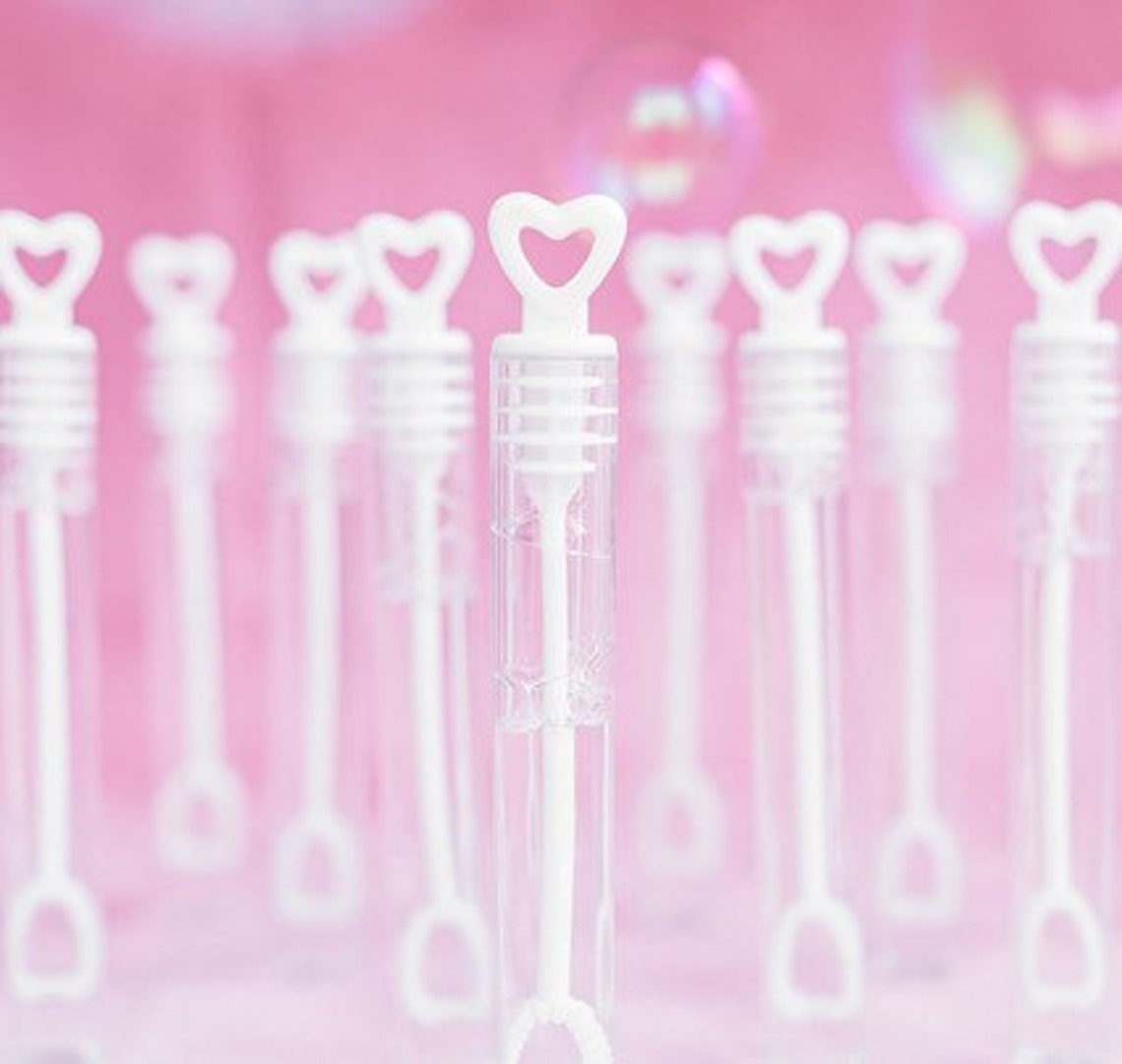 White Bubbles With Heart Wedding Bubbles Heart Shaped Etsy UK
