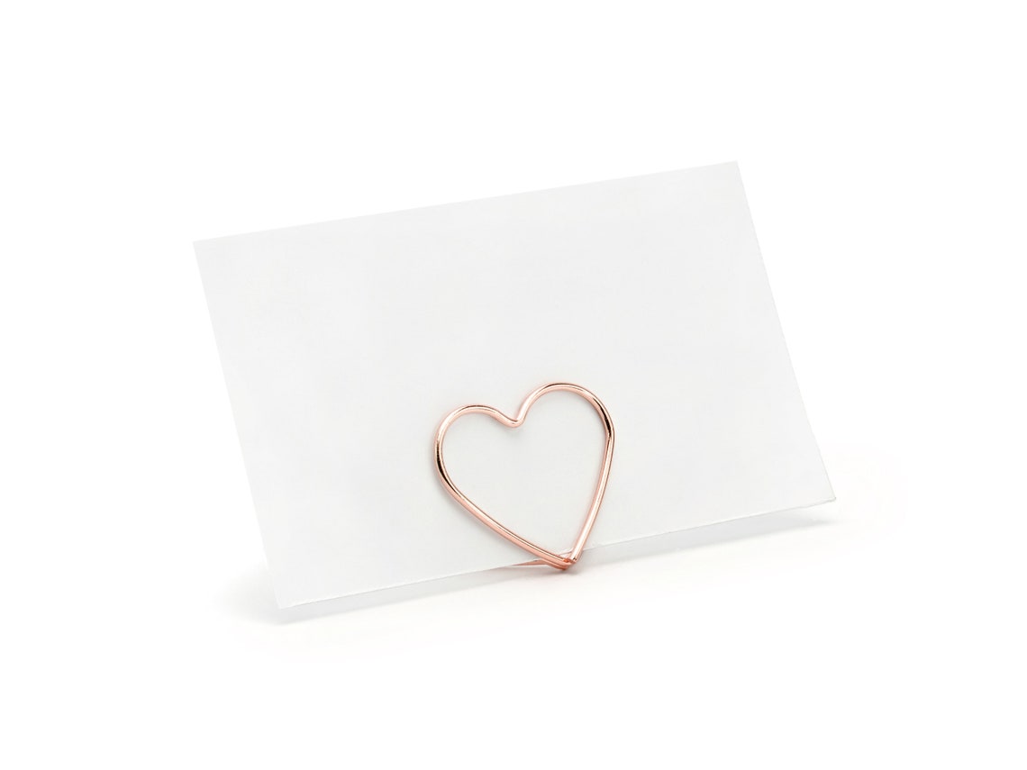 10 Rose Gold Heart Place Card Holders Rose Gold Metal Place Etsy UK