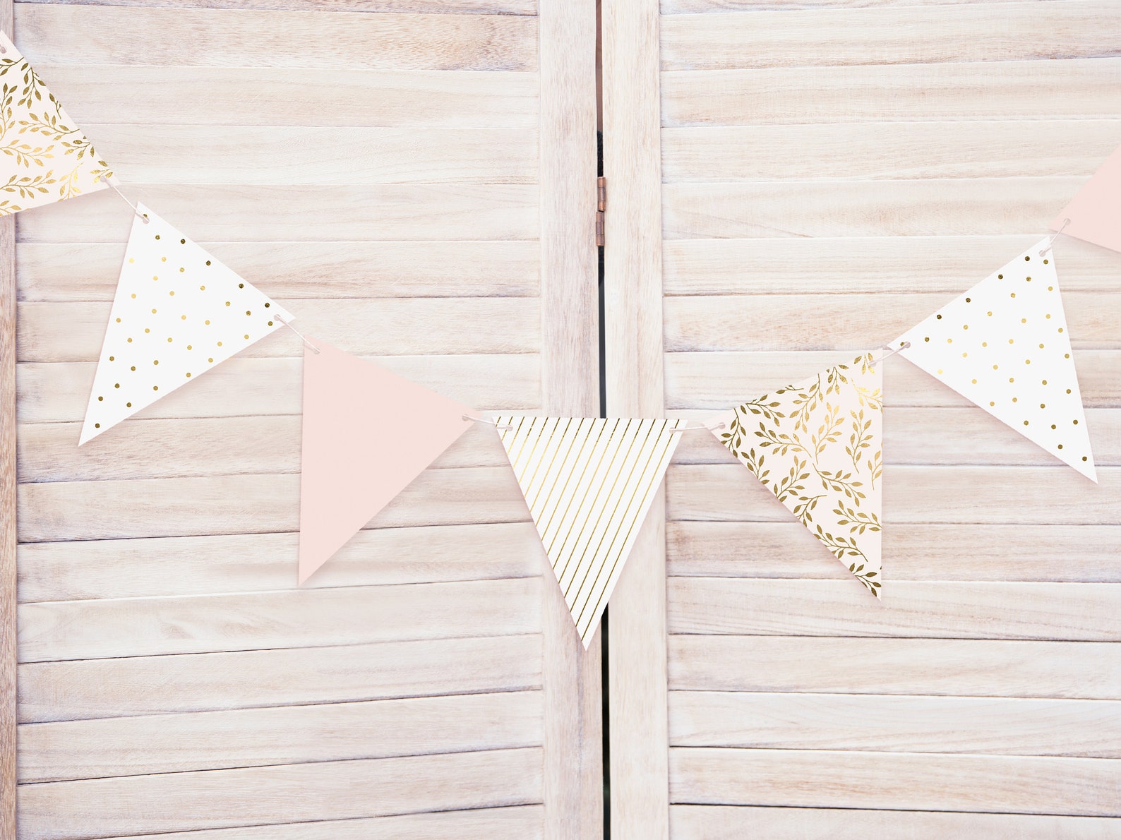 Long Pink and Gold Paper Bunting - Banner - Metallic Gold - 2.1m/7ft ...