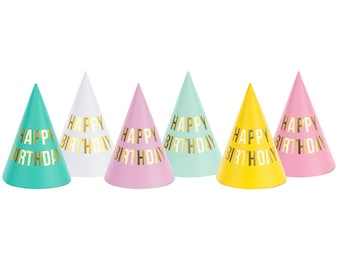 6 Stunning Pastel Party Hats, Pastel Party Hats, Pastel Party Decoration, Pastel Coloured Party Hats, Rainbow Party Decorations, Easter Hats