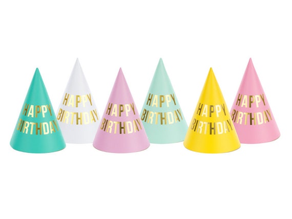 6 Stunning Pastel Party Hats, 6 Pastel Party Hats, Pastel Party