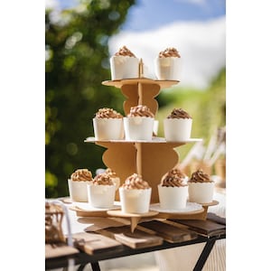 Supporto per cupcake Kraft, espositore per cupcake Kraft, supporto per cibo Kraft, festa a tema bosco, torre per cupcake Kraft, stoviglie Kraft, supporto per torte