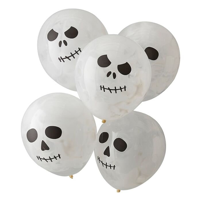 5 Skull Face Halloween Balloons, DIY Paint Filled Skull Balloons, Spooky Halloween Balloons, Paint Filled Balloons, Halloween Party, Skulls