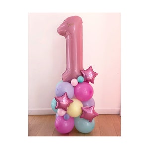 DIY Large 55" Pastel Birthday Balloon Sculpture, Pastel Coloured Balloon Sculpture , DIY Kit, No helium required, 1st birthday, Number