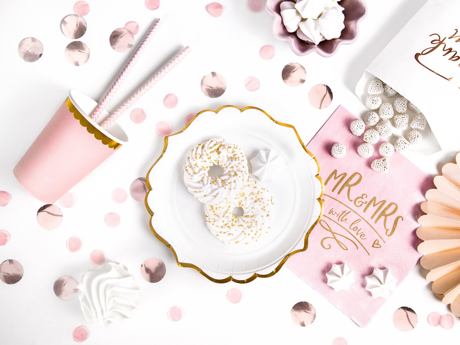 White Gold Foiled Paper Plates White and Gold Tableware White Plates