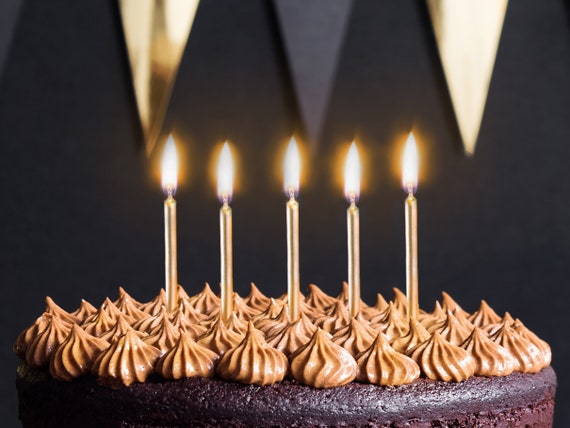 6 Gold Birthday Candles - 6cm height - Gold Candles - Gold Cake Decorations - Gold Cake Candles - Gold Party Decor