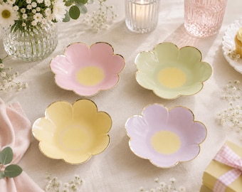 8 Pastel Coloured Flower Shaped Paper Bowls, Ø13.5cm/5.3in