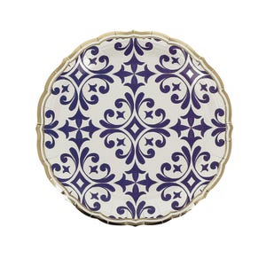 "8 Papierteller ""Dolce Vita"", mediterranes Design, hochwertige, blau-weiße Papierteller, Sommer-Papierteller, Amalfi-Teller, Azulejos."