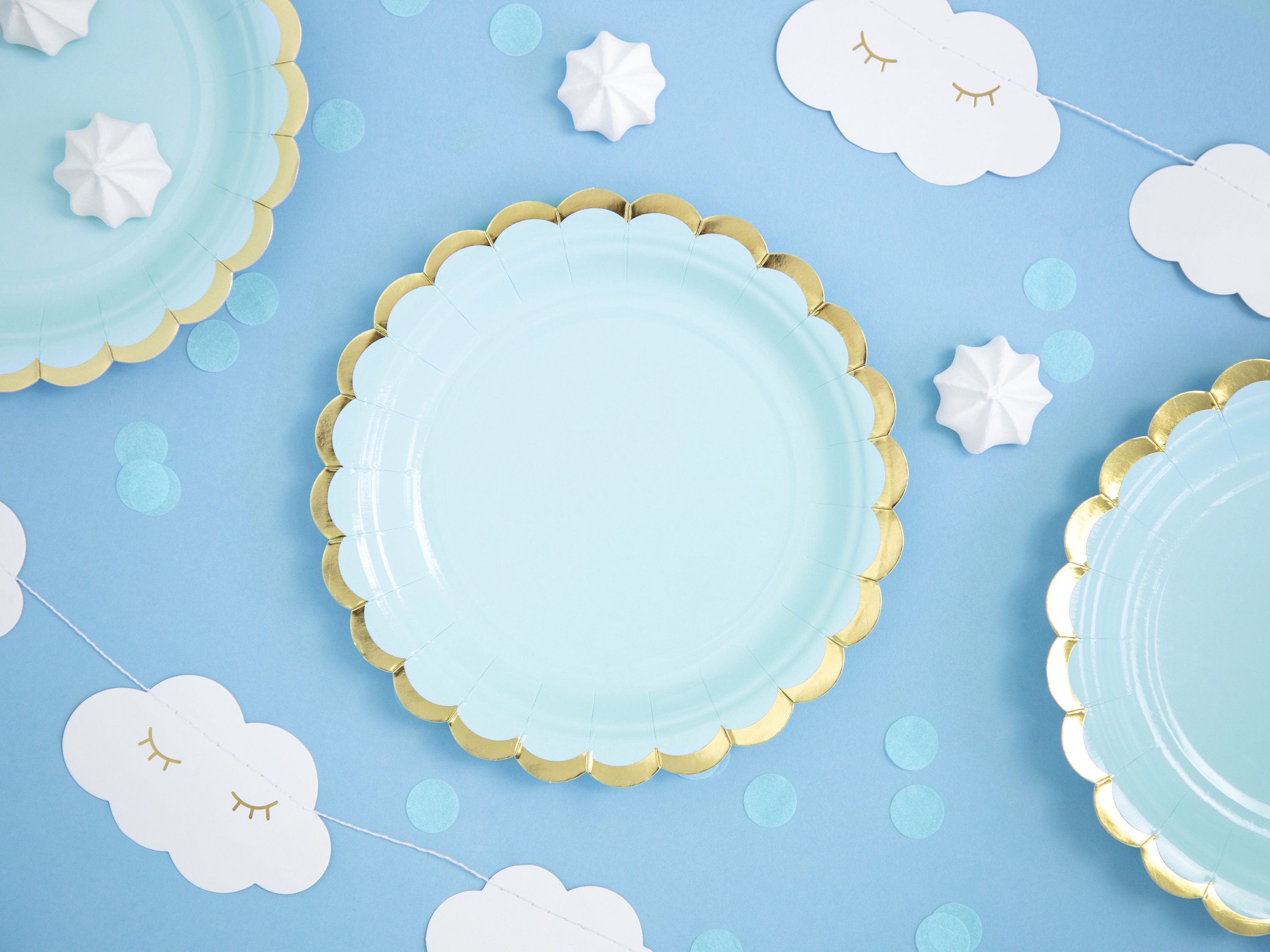 Pastel Blue Paper Plates Pastel Paper Plates Blue and Gold Etsy UK