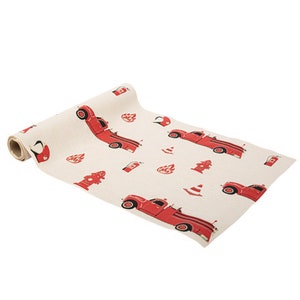 Luxueux chemin de table sur le thème des pompiers, chemin de table des pompiers, activité pour enfants sur le thème des pompiers, décorations de fête des pompiers, camion de pompier, rouge,