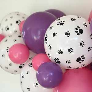 Paw Balloon Garland Kit 1m/3.5ft or 2m/7ft Skye Dog Party Paw Patrol Party Decor Cat Party Purple Pink image 2