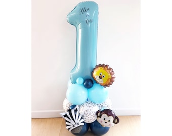 DIY Large 55" First Birthday Balloon Sculpture, Cute Safari Animal Balloon , DIY Kit, No helium required, 1st birthday, Number Balloon